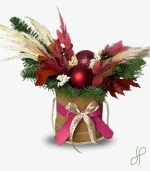 Composizione Natalizia Rossa e Beige