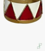 Tamburo Porta Candela Bianco e Rosso con Candela Conica - immagine 3