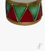 Tamburo Porta Candela Verde e Rosso con Candela Conica - immagine 3