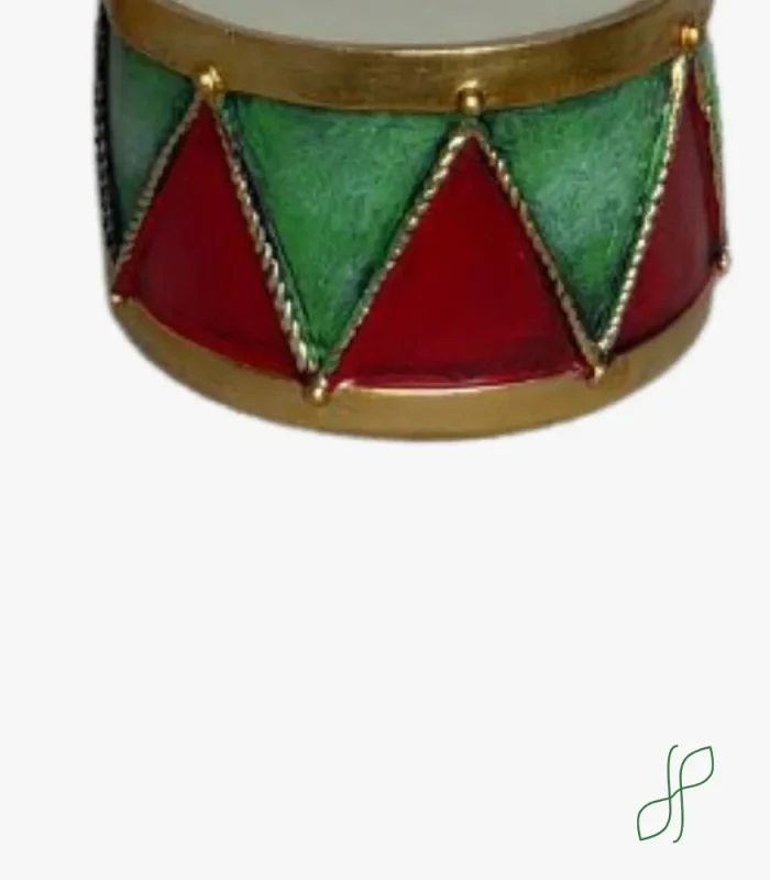 Tamburo Porta Candela Verde e Rosso con Candela Conica - immagine 3