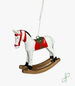 Decorazione Cavallo a Dondolo Bianco
