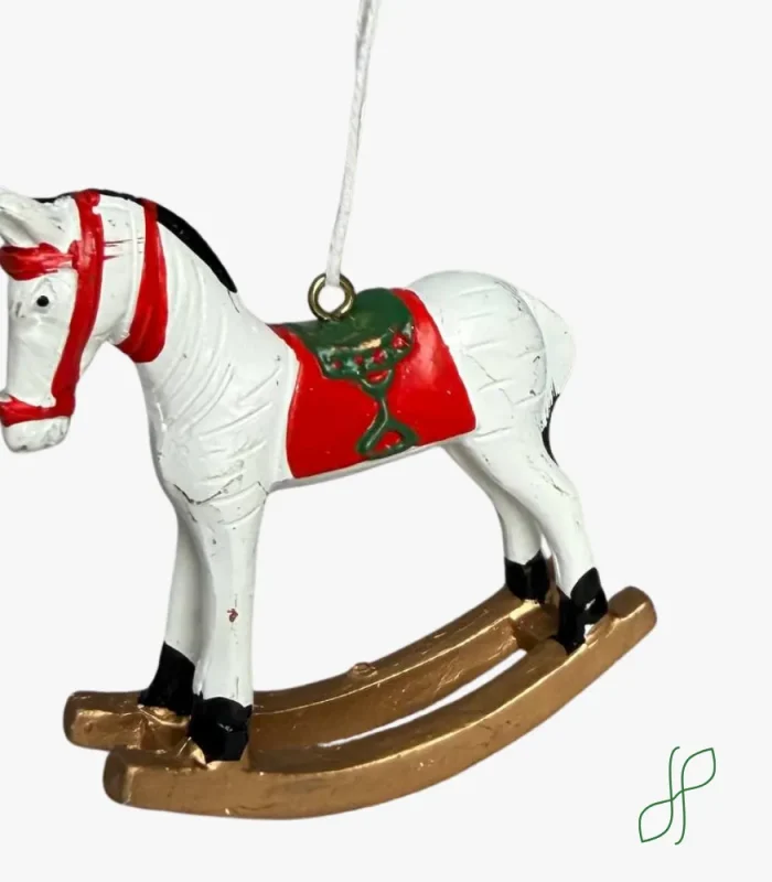 Decorazione Cavallo a Dondolo Bianco - immagine 3